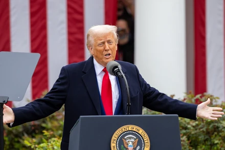 Tổng thống Mỹ Donald Trump phát biểu tại Nhà Trắng, Washington, D.C. (Ảnh: THX/TTXVN)