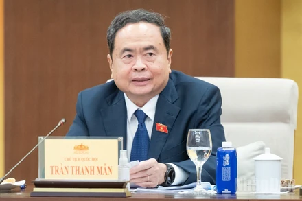 Chủ tịch Quốc hội Trần Thanh Mẫn phát biểu ý kiến tại phiên họp. (Ảnh: DUY LINH) 