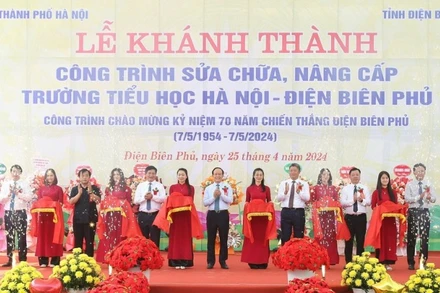 Hai địa phương tổ chức lễ khánh thành Trường tiểu học Hà Nội-Điện Biên Phủ sau sửa chữa, nâng cấp.