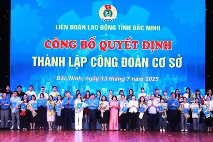 Lãnh đạo tỉnh Bắc Ninh chúc mừng 36 công đoàn cơ sở được thành lập mới.