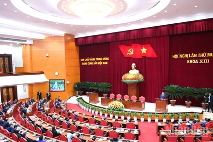 Hội nghị lần thứ 14 Ban Chấp hành Trung ương Đảng khóa XIII. (Ảnh: ĐĂNG KHOA)