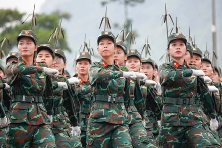 Bộ đội hợp luyện chuẩn bị cho Lễ kỷ niệm, diễu binh, diễu hành 80 năm Cách mạng tháng Tám thành công và Quốc khánh 2/9. (Ảnh: TV)