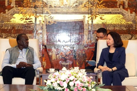 Phó Chủ tịch Ủy ban nhân dân thành phố Vũ Thu Hà làm việc cùng ông George O. Abungu.