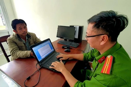 Bị can Võ Hùng Vương tại cơ quan Công an.