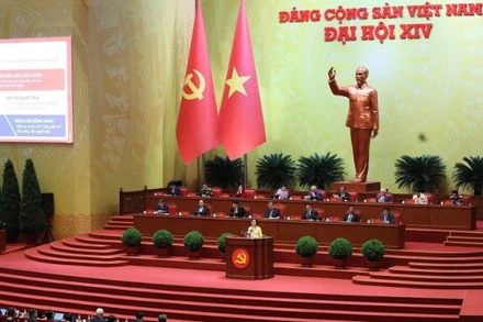 Phiên thảo luận tại hội trường về các văn kiện Đại hội, sáng 21/1. Ảnh: TTXVN