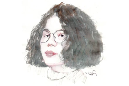 Ký họa chân dung nhà thơ Bình Nguyên Trang của họa sĩ Đỗ Hoàng Tường.