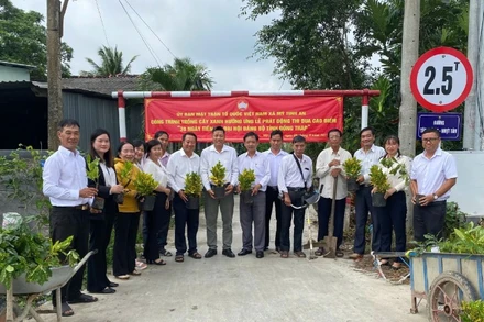 Ủy ban Mặt trận Tổ quốc xã Mỹ Tịnh An cùng các tổ chức chính trị-xã hội ra quân trồng cây xanh Chào mừng Đại hội Đảng bộ tỉnh Đồng Tháp lần thứ I, nhiệm kỳ 2025-2030.