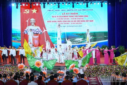 Văn nghệ chào mừng lễ kỷ niệm tại Cà Mau.