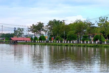 Một khu vực ven sông xã Đầm Dơi, tỉnh Cà Mau xanh, sạch trước kỷ niệm 80 năm Ngày Quốc khánh.