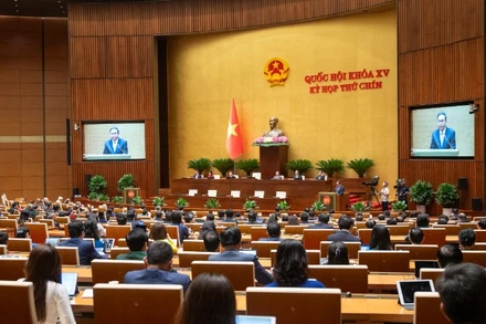 Chủ tịch Quốc hội Trần Thanh Mẫn phát biểu tại Kỳ họp thứ 9, Quốc hội khóa XV hồi tháng 6 vừa qua. (Ảnh: DUY LINH)