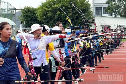 Vận động viên đang thi đấu.