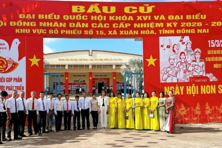 Khu vực bỏ phiếu số 15, xã Xuân Hòa, tỉnh Đồng Nai tham gia tổng diễn tập bầu cử đại biểu Quốc hội khóa XVI và đại biểu hội đồng nhân dân các cấp nhiệm kỳ 2026-2031.