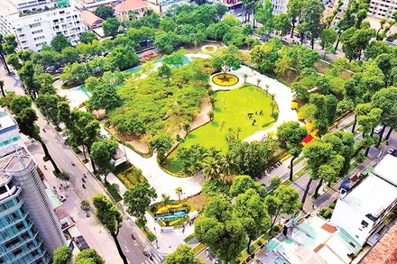 Khu đất dự án nhà thi đấu Phan Đình Phùng vừa được cải tạo, chỉnh trang thành công viên tại phường Xuân Hòa. (Ảnh THẾ ANH)