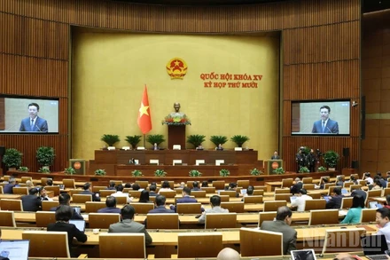 Quang cảnh phiên thảo luận ở hội trường ngày 21/11, tại Kỳ họp thứ 10, Quốc hội khóa XV. (Ảnh: DUY LINH)