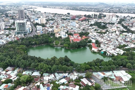 Toàn cảnh công viên Biên Hùng hiện hữu, chuẩn bị mở rộng lên gần 9ha.