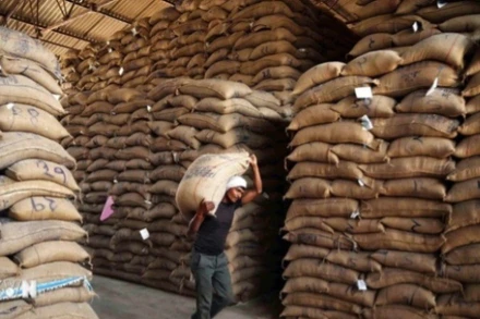 Kho gạo ở Prayagraj (Ấn Độ). (Ảnh: ANI/TTXVN)