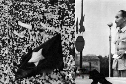 Ngày 2/9/1945, tại Quảng trường Ba Đình, Hà Nội, Chủ tịch Hồ Chí Minh đọc bản "Tuyên ngôn độc lập", khai sinh ra nước Việt Nam Dân chủ Cộng hòa. Ảnh tư liệu
