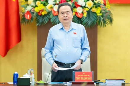 Bí thư Đảng ủy Quốc hội, Chủ tịch Quốc hội Trần Thanh Mẫn phát biểu tại hội nghị. (Ảnh: DUY LINH)