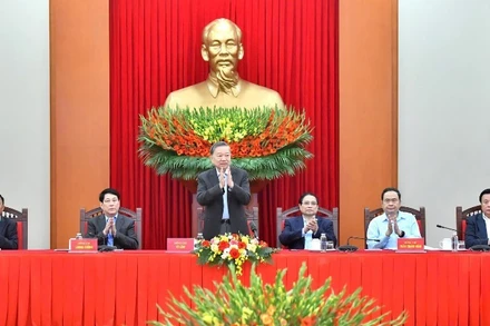 Tổng Bí thư Tô Lâm phát biểu tại phiên họp Tiểu ban Văn kiện Đại hội XIV của Đảng. (Ảnh: ĐĂNG KHOA)