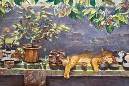 Tác phẩm Ngày nghỉ của Đỗ Việt Khôi tại triển lãm Dòng chảy.