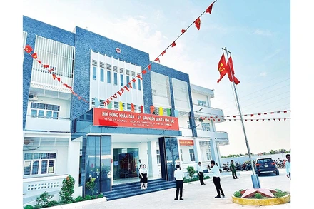Trụ sở Ủy ban nhân dân Vĩnh Hậu, xã vùng ven biển ngày cận Tết.
