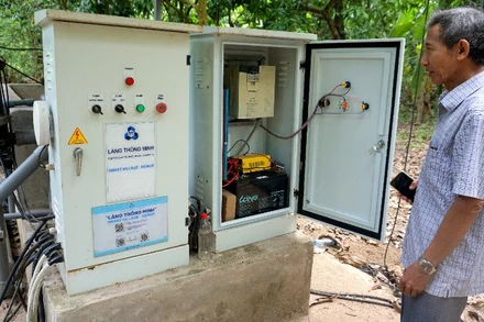 Mô hình “Làng thông minh” ứng dụng Hệ thống quan trắc môi trường hỗ trợ nông dân trong sản xuất nông nghiệp. (Ảnh: MỸ NHÂN)