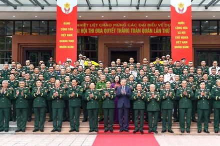 Tổng Bí thư Tô Lâm và các đại biểu dự Đại hội Thi đua Quyết thắng toàn quân lần thứ XI. 