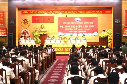 Quang cảnh Đại hội đại biểu Đảng bộ Công an tỉnh Quảng Trị lần thứ I, nhiệm kỳ 2025-2030.