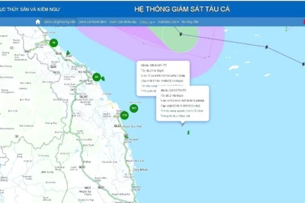 Vị trí 2 tàu cá của ngư dân Quảng Bình bị chìm trên biển.