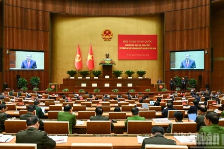 Quang cảnh Hội nghị toàn quốc nghiên cứu, học tập, quán triệt và triển khai thực hiện Nghị quyết Đại hội XIV của Đảng. (Ảnh: DUY LINH)