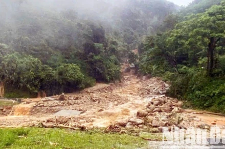 Điểm sạt lở tại km2, tỉnh lộ 177, địa phận xã Tân Lập, huyện Bắc Quang. 