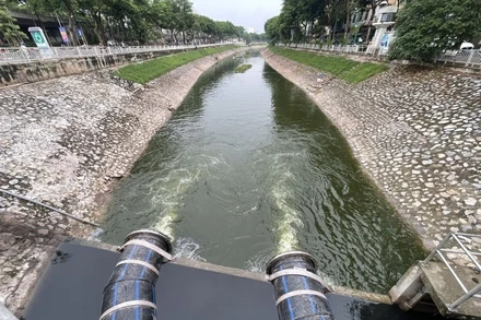 Đường ống dẫn nước hồ Tây vào sông Tô Lịch. 