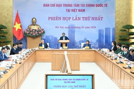 Thủ tướng Chính phủ Phạm Minh Chính chủ trì Phiên họp lần thứ nhất của Ban Chỉ đạo Trung tâm Tài chính quốc tế tại Việt Nam. (Ảnh: Trần Hải)