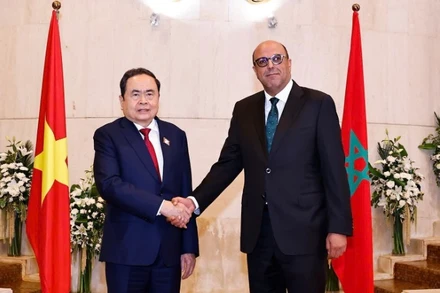 Chủ tịch Quốc hội Trần Thanh Mẫn và Chủ tịch Thượng viện Morocco Mohamed Ould Errachid. (Ảnh: TTXVN)