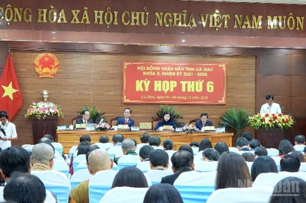 Quang cảnh phiên khai mạc kỳ họp Hội đồng nhân dân tỉnh Cà Mau vào sáng 8/12.