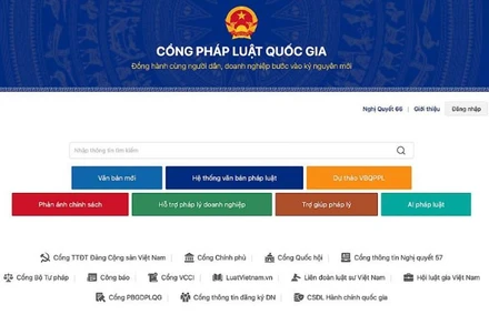 Giao diện của Cổng Pháp luật quốc gia.
