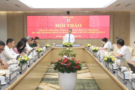 Thứ trưởng Tư pháp Nguyễn Thanh Tú phát biểu tại hội thảo.