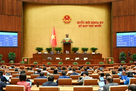 Quang cảnh phiên họp ở hội trường ngày 10/12. (Ảnh: DUY LINH)