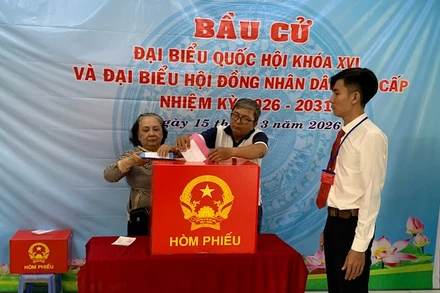 Cử tri phường Ninh Kiều, Cần Thơ bỏ phiếu bầu cử.