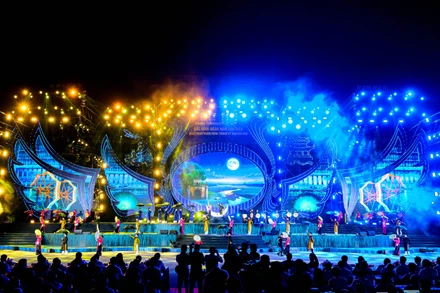 Một đại cảnh trong chương trình nghệ thuật “Bắc Ninh ngàn năm văn hiến - Khát vọng vươn mình trong kỷ nguyên mới”.