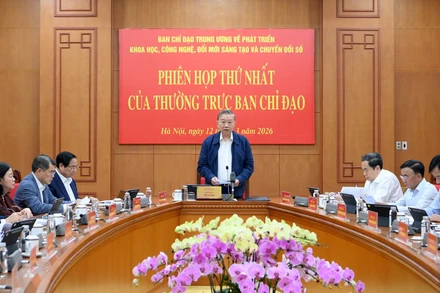 Tổng Bí thư Tô Lâm chủ trì Phiên họp thứ nhất năm 2026 của Thường trực Ban Chỉ đạo Trung ương về phát triển khoa học, công nghệ, đổi mới sáng tạo và chuyển đổi số. (Ảnh: ĐĂNG KHOA)