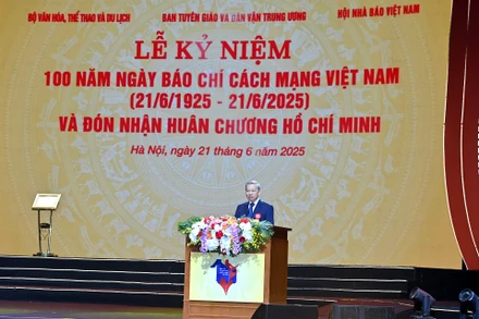 Tổng Bí thư Tô Lâm tới dự và phát biểu. (Ảnh: ĐĂNG KHOA) 