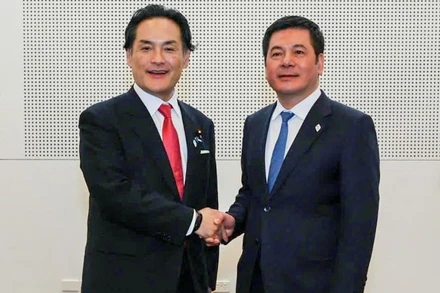 Bộ trưởng Công thương Việt Nam Nguyễn Hồng Diên và ông Kazuchita Iwata, Quốc vụ khanh Văn phòng Nội các Nhật Bản.