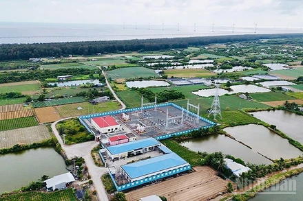 Trạm truyền tải điện cho dự án điện gió ngoài khơi xã Đông Hải, tỉnh Vĩnh Long.