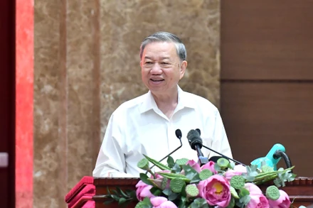 Tổng Bí thư Tô Lâm phát biểu chỉ đạo tại buổi làm việc với Ban Thường vụ Thành ủy Hà Nội. (Ảnh: Đăng Khoa)