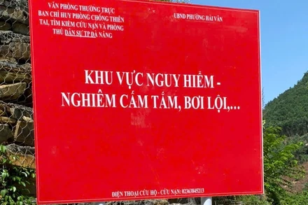 Nơi xảy ra vụ tai nạn đuối nước thương tâm là khu vực cấm tắm, bơi lội. (Ảnh: Công an cung cấp)