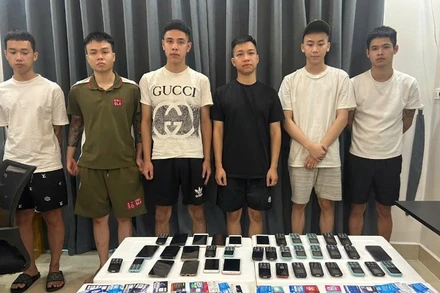 Các đối tượng tại cơ quan điều tra. (Ảnh: Công an cung cấp)