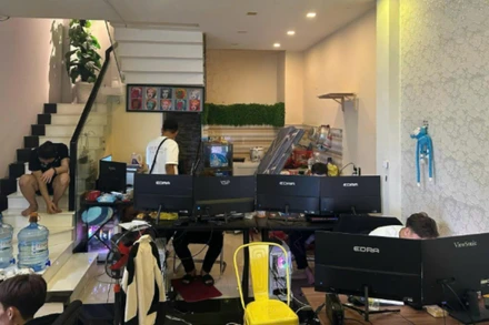 Ngôi nhà nơi các đối tượng thuê để hoạt động. (Ảnh: Công an cung cấp)