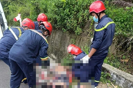 Hiện trường vụ tai nạn. (Ảnh: Công an cung cấp)