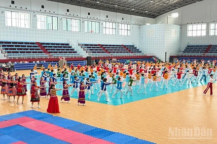 Một tiết mục đồng diễn dân vũ. 